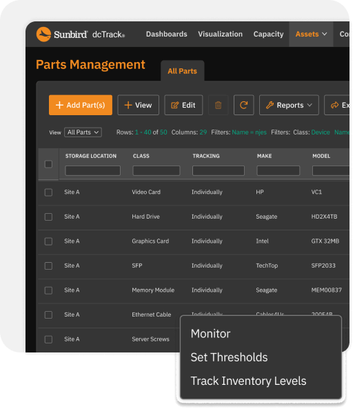 Easily and Accurately Track All Your Parts and Spares.