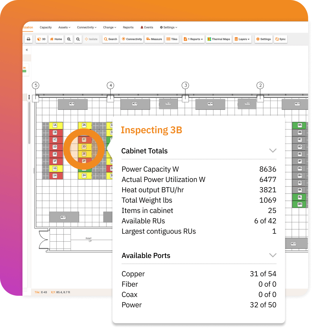 View port-level capacity at every rack.