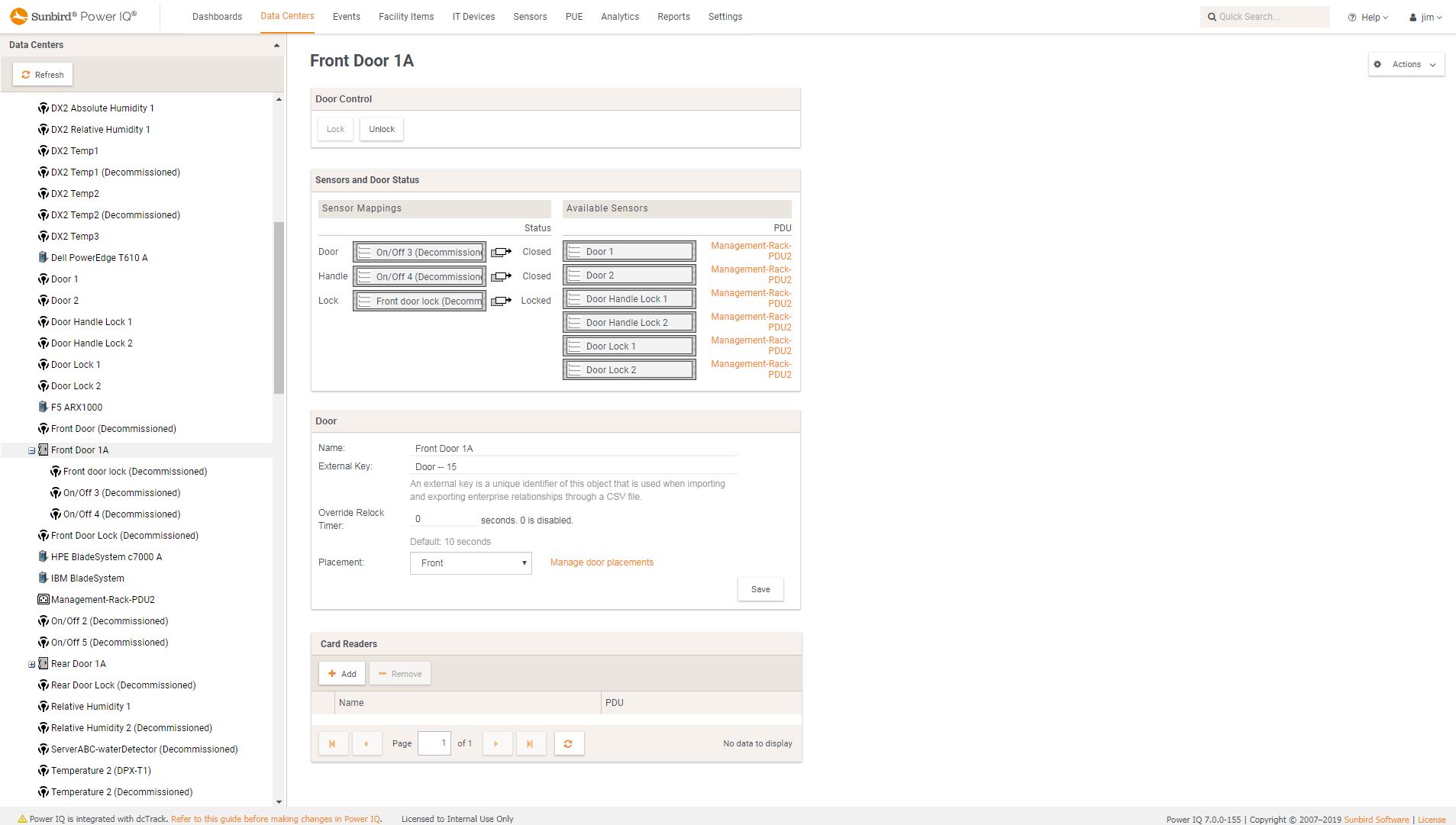 Screenshot of Door Status and Electronic Lock Control