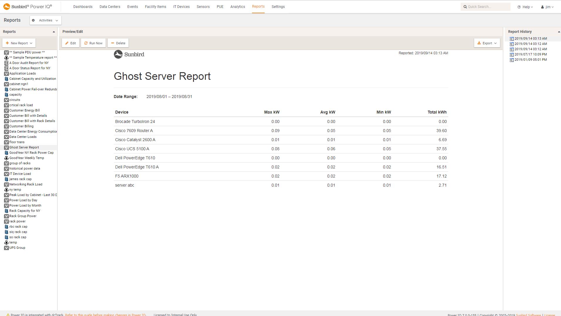 Screenshot of Ghost Server Report