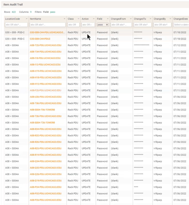 Item Audit Trail