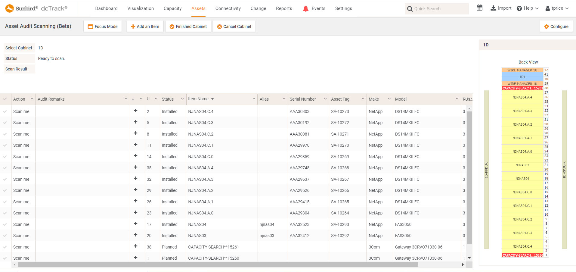 dcTrack Asset Audit