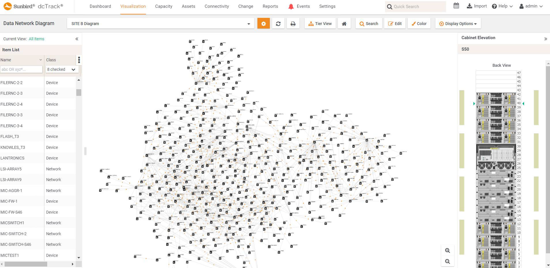 dcTrack Automatic Network Diagrams