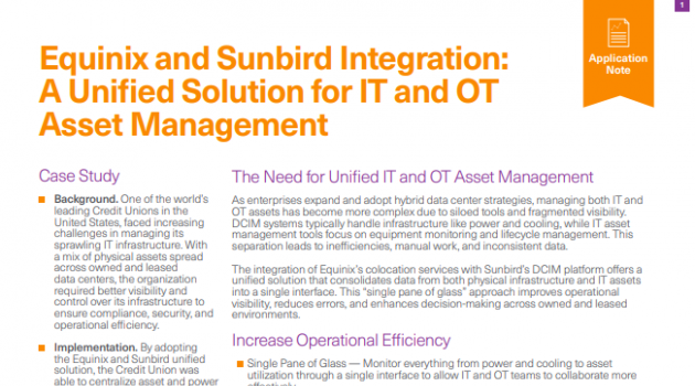 Equinix and Sunbird Integration: A Unified Solution for IT and OT Asset Management