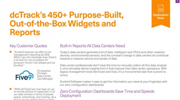 dcTrack’s 450+ Purpose-Built, Out-of-the-Box Widgets and Reports
