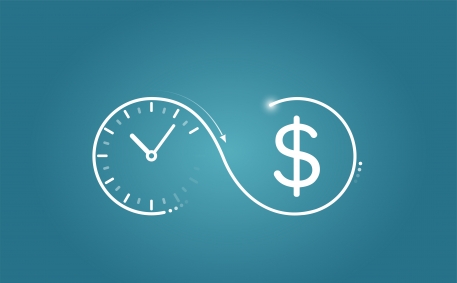 clock flowing into dollar symbol