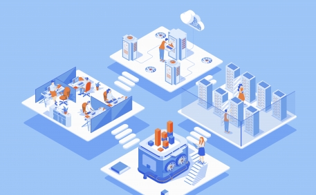 Data center concept 3d isometric web scene