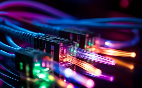 Fiber optic cable for internet LAN connection and data transfer in network