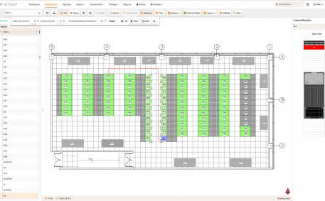 Screenshot of Cable Measurements on the Data Center Floor Map