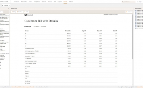 Screenshot of Customer Billing Report