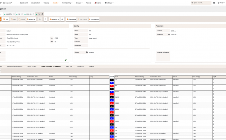 Screenshot of Floor PDU Panel Details with Panel Schedule