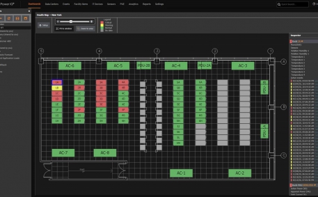 Screenshot of Health and Capacity Floor Map with Cabinet Inspector