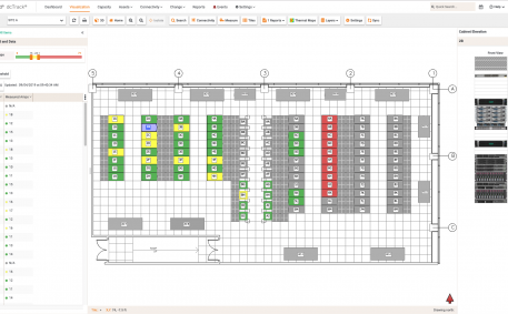 Screenshot of Measured Amps per Cabinet Floor Map Report