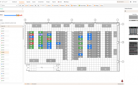 Screenshot of Max Temperature per Cabinet (Rear) Floor Map Report