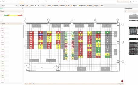 Screenshot of Used RUs per Cabinet Floor Map Report