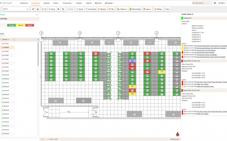 Screenshot of dcTrack Cabinet Health Floor Map Report